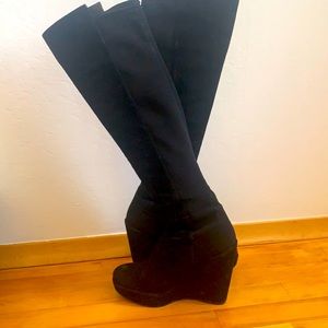 Stuart Weitzman thigh high black platform boots